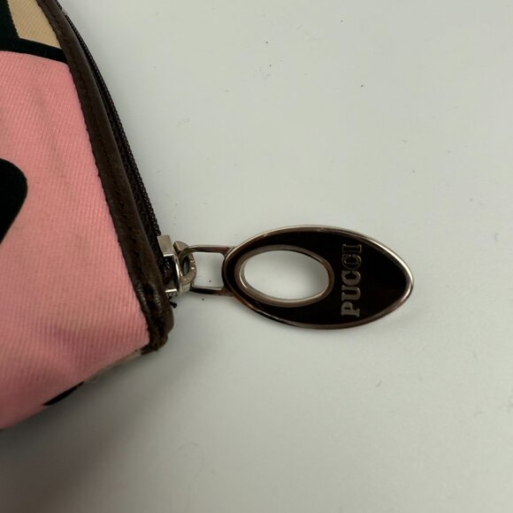 Emilio Pucci Pink Beige Brown Abstract Print Zipper Pouch - Picture 3 of 3